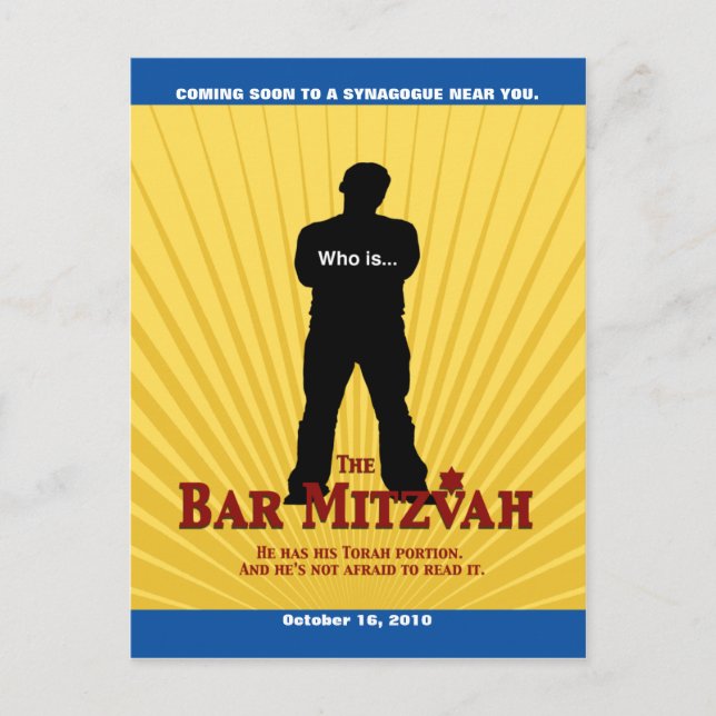 Postal De Anuncios Estrella de Cine Bar Mitzvah Salvar la Fecha Amari (Anverso)