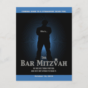 Postal De Anuncios Estrella de cine Bar Mitzvah Salvar la fecha Negro