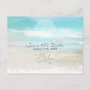 Postal De Anuncios Estrella de Mar Blanca de Playa Elegante Verano Sa