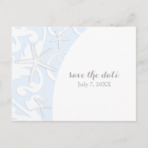 Postal De Anuncios Estrella de Mar Blanca Playa Azul Boda Guardar la 