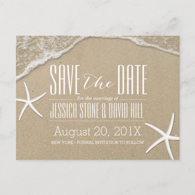 Postal De Anuncios Estrella de Mar de Verano Boda Save the Date (Anverso)