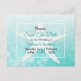 Postal De Anuncios Estrella de Mar Turquesa Playa Tema Boda Guardar l