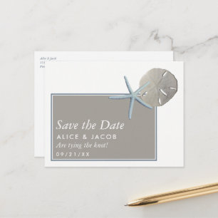 Postal De Anuncios Estrella de Mar y Dólar de Arena - Guardar la Fech