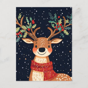 Postal De Anuncios Estrella de Navidad Brillante de Reno Nocturna