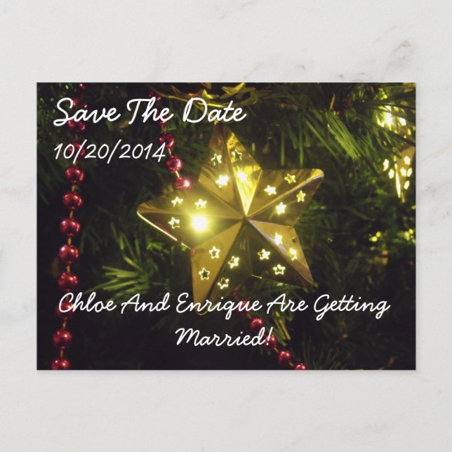 Postal De Anuncios Estrella de Navidad Personalizada Guardar la Fecha (Anverso)