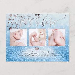 Postal De Anuncios Estrella de PixDezines nació, Bokeh de nieve