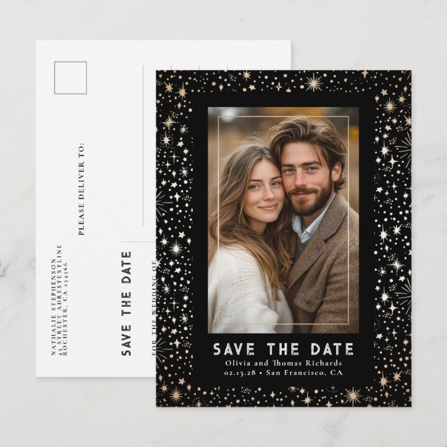 Postal De Anuncios Estrellas celestes Boda Negra Salven La Foto De La (Anverso / Reverso)