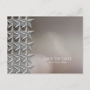 Postal De Anuncios Estrellas de Plata y Luces Elegantes de Bokeh Save