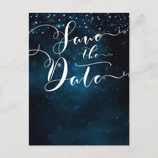 Postal De Anuncios Estrellas Encantadas Celestiales Save the Date (Anverso)