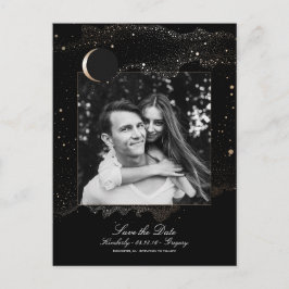 Postal De Anuncios Estrellas Nocturnas Foto en Negro y Dorado para Gu