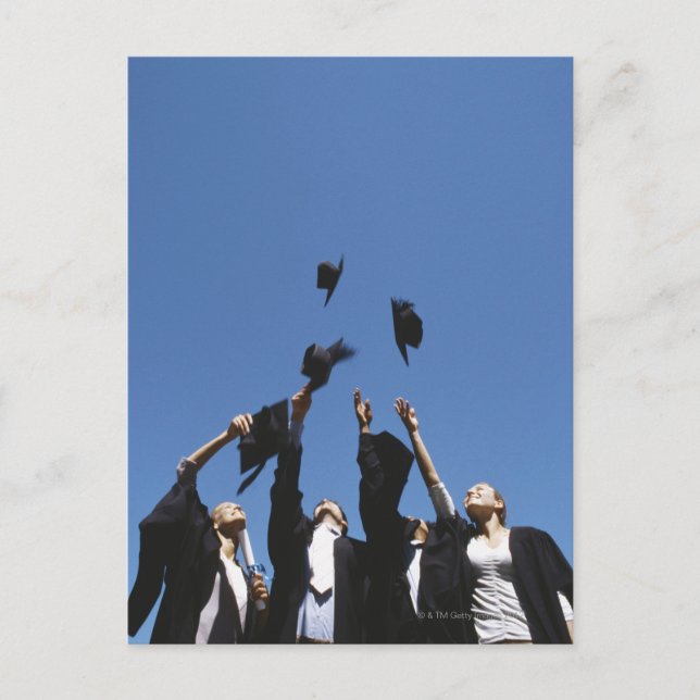 Postal De Anuncios Estudiantes graduados lanzando tablas de mortero, (Anverso)
