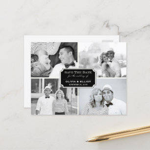 Postal De Anuncios Etiqueta de libro clásico vintage cuatro fotos gua