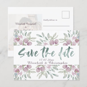 Postal De Anuncios Eucalipto Acuarela Verde Salvia Save The Date