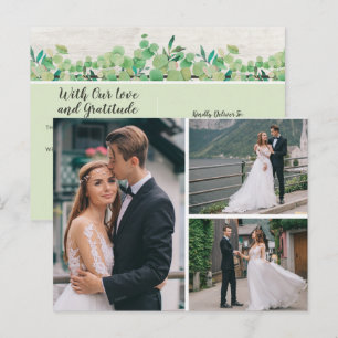 Postal De Anuncios Eucalipto Botánico Agradecimiento de Boda 4-Fotos