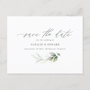 Postal De Anuncios Eucalipto elegante boda guardar la fecha 