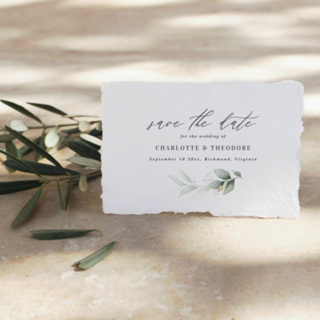 Postal De Anuncios Eucalyptus elegante boda botánica salvar la fecha (Subido por el creador)