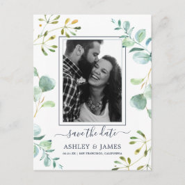 Postal De Anuncios Eucalyptus Foliage Blue Botanical Save the Date