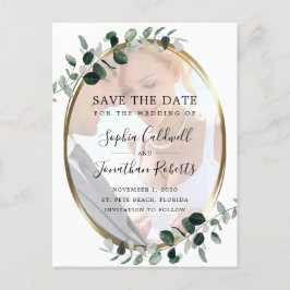 Postal De Anuncios Eucalyptus Gold Photo Wedding Salven la fecha
