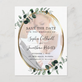 Postal De Anuncios Eucalyptus Gold Photo Wedding Salven la fecha