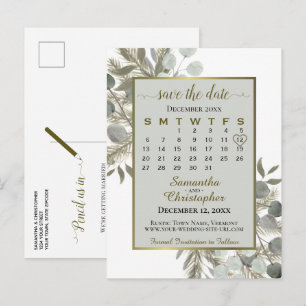 Postal De Anuncios Eucalyptus & Pine Gray Guardar el calendario de fe
