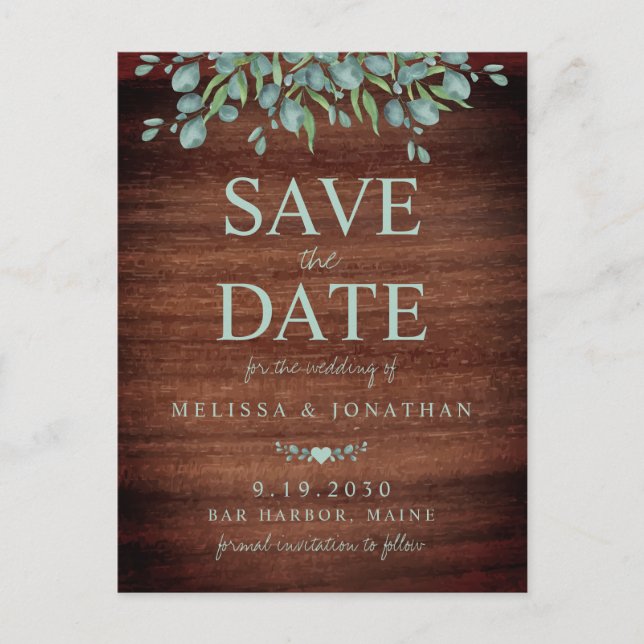 Postal De Anuncios Eucalyptus, una vegetación de madera rústica, salv (Anverso)