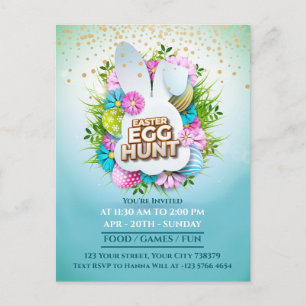 Postal De Anuncios Evento de búsqueda de huevos de Pascua del conejo 