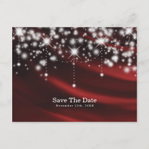 Postal De Anuncios Evento de Red Silk & Sparkle Glam Save the Date