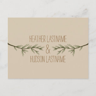 Postal De Anuncios Evergreen Branches Rustic Save The Date