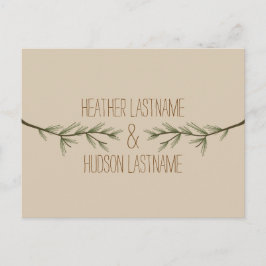 Postal De Anuncios Evergreen Branches Rustic Save The Date