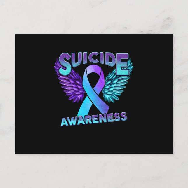 Postal De Anuncios Evitar Alas De Concienciación Suicida Y Suicidio D (Anverso)