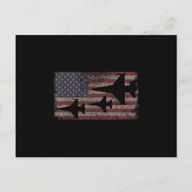 Postal De Anuncios F16 Fighter Jet Plane USA Flag Patriot (Anverso)