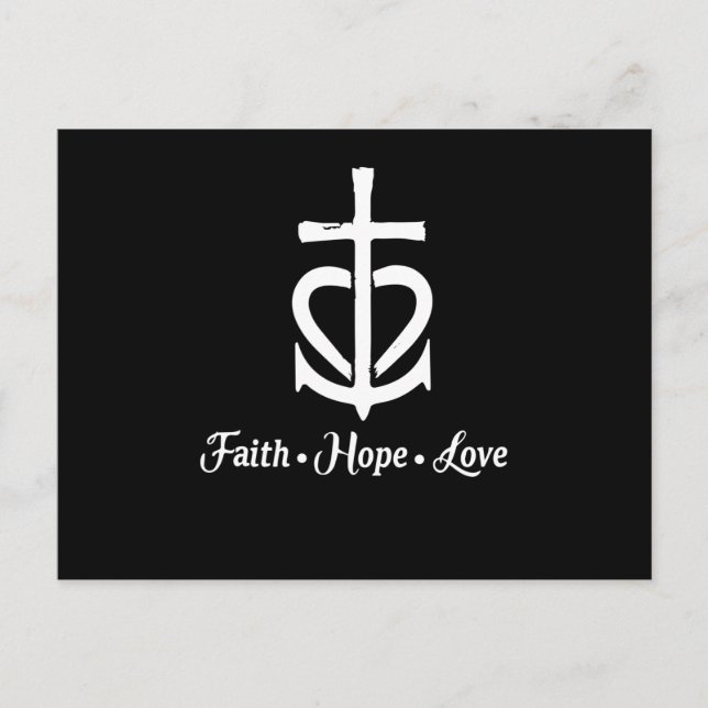 Postal De Anuncios Faith Hope Love Cross Anchor Heart Jesus (Anverso)