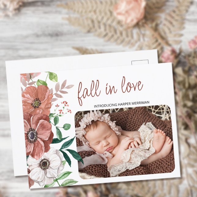 Postal De Anuncios Fall Baby Photo Autums Flowers Nacimiento (Subido por el creador)