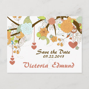 Postal De Anuncios Fall Fantasy Floral Save the Date Postcard