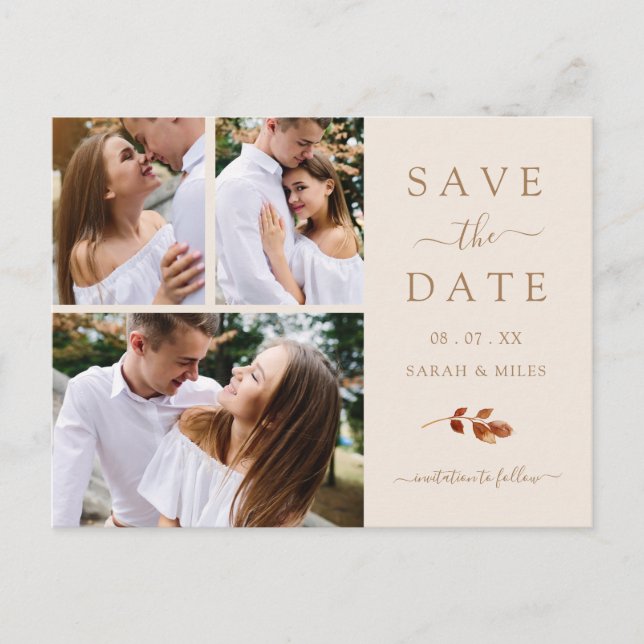 Postal De Anuncios Fall Photo Wedding Save the Date (Anverso)