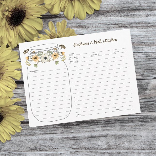 Postal De Anuncios Fall Wildflower Bouquet Mason Jar Recetas (Subido por el creador)