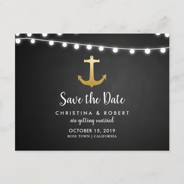 Postal De Anuncios Falsa reserva del ancla del Relieve metalizado (Anverso)