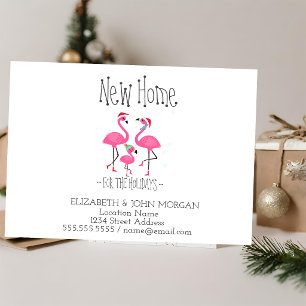 Postal De Anuncios Familia de flamencos rosados sombrero de Santa nue