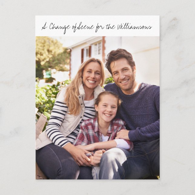 Postal De Anuncios Familia de guión caprichoso Foto Nueva dirección M (Anverso)