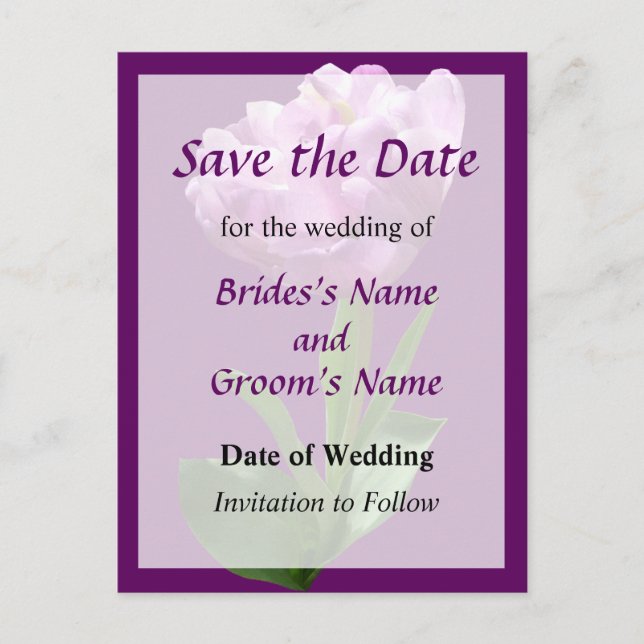 Postal De Anuncios Fancy Pink Tulip Save the Date (Anverso)
