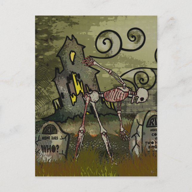 Postal De Anuncios Fantasía de cementerio de medianoche HALLOWEEN (Anverso)