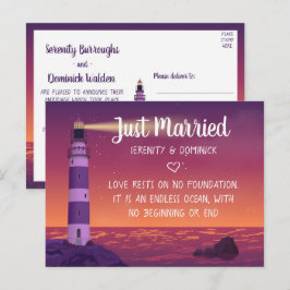 Postal De Anuncios `Faro Océano Náutico Recién Casados Boda`
