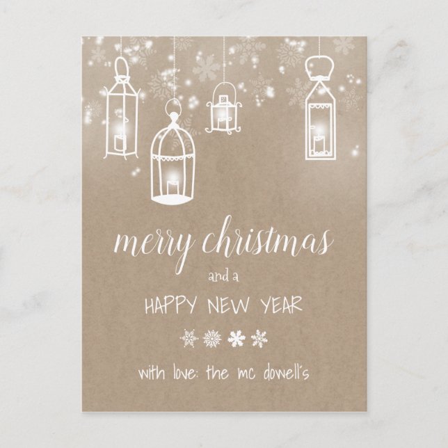 Postal De Anuncios faroles de navidad kraft invierno (Anverso)