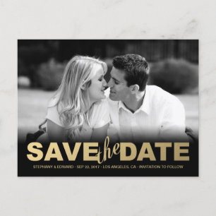 Postal De Anuncios Faux Gold Save the Date Photo Postcard