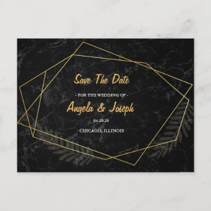 Postal De Anuncios Faux Marble Geometric Save the Date