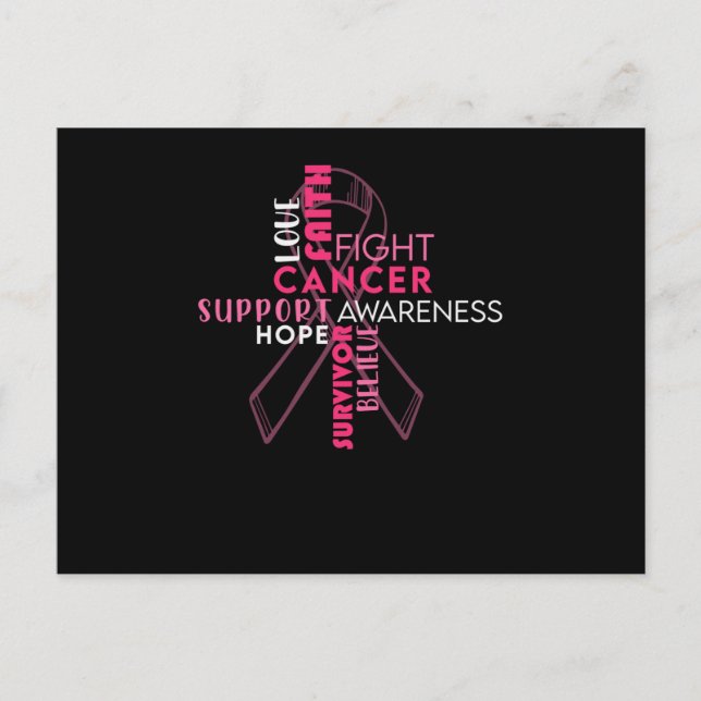 Postal De Anuncios Fe Esperanza Amor Conciencia del Cáncer de Mama (Anverso)