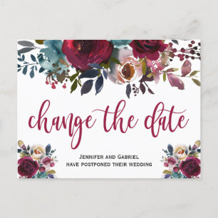 Postal De Anuncios Fecha boda pospuesta Floral de la Marina de Borgoñ