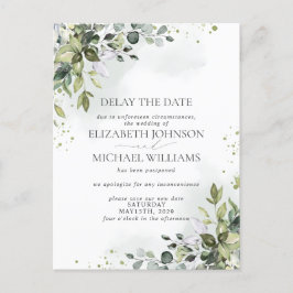 Postal De Anuncios Fecha de Boda Aplazada Acuarela de Eucalipto