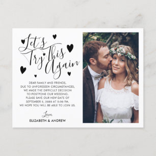 Postal De Anuncios Fecha de cambio de aplazamiento del boda Prueba de