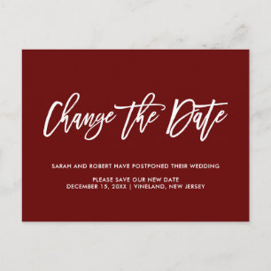 Postal De Anuncios Fecha de cambio de Borgoña Pospuesta boda cancelad
